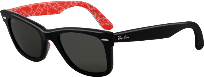 Ray Ban Wayfarer Top Black Back Logo Mania - Ray Ban Red And Black Frames (840x490), Png Download