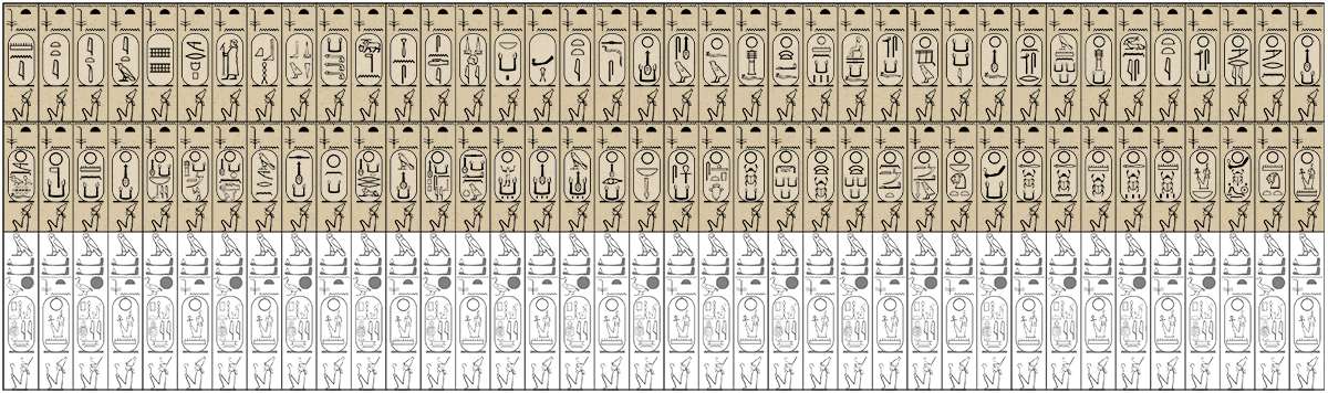 Abydos Canon King List Drawing - Abydos King List (1200x356), Png Download