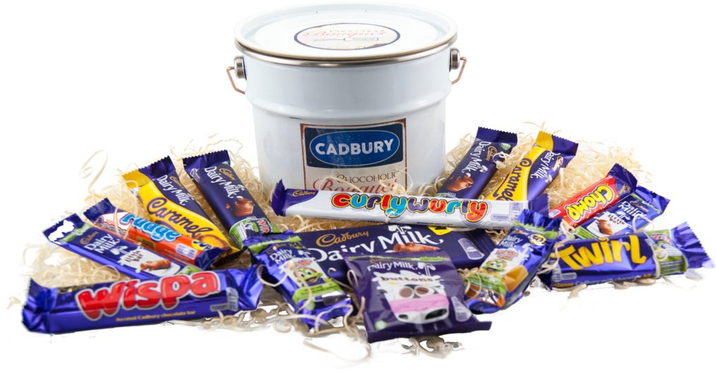Cadbury Bucket Of Chocolate Retro Lever Lid Paint Pail - Selection Box (1023x685), Png Download