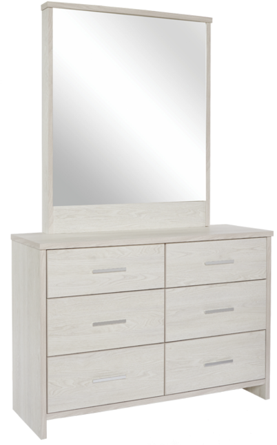 Atlas 6 Drawer Dresser With Mirror - Chest Of Drawers (1000x656), Png Download