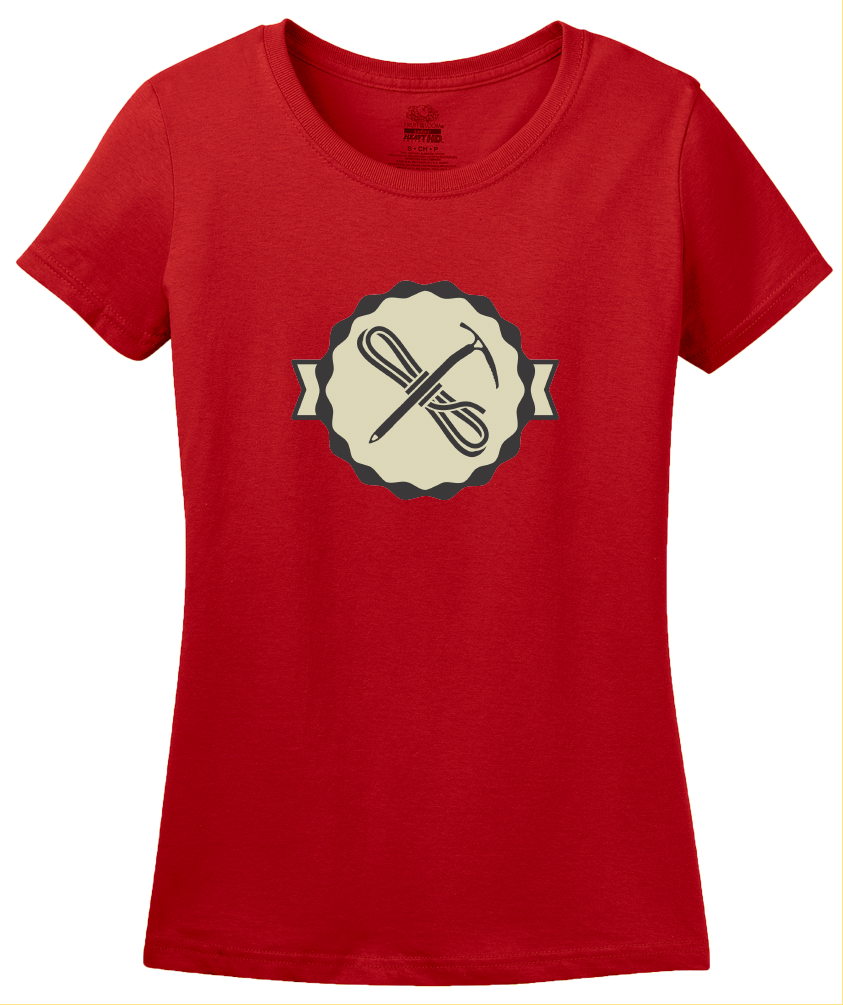 Ladies Red Mountain Ice Climbing Symbol - T-shirt (843x1005), Png Download
