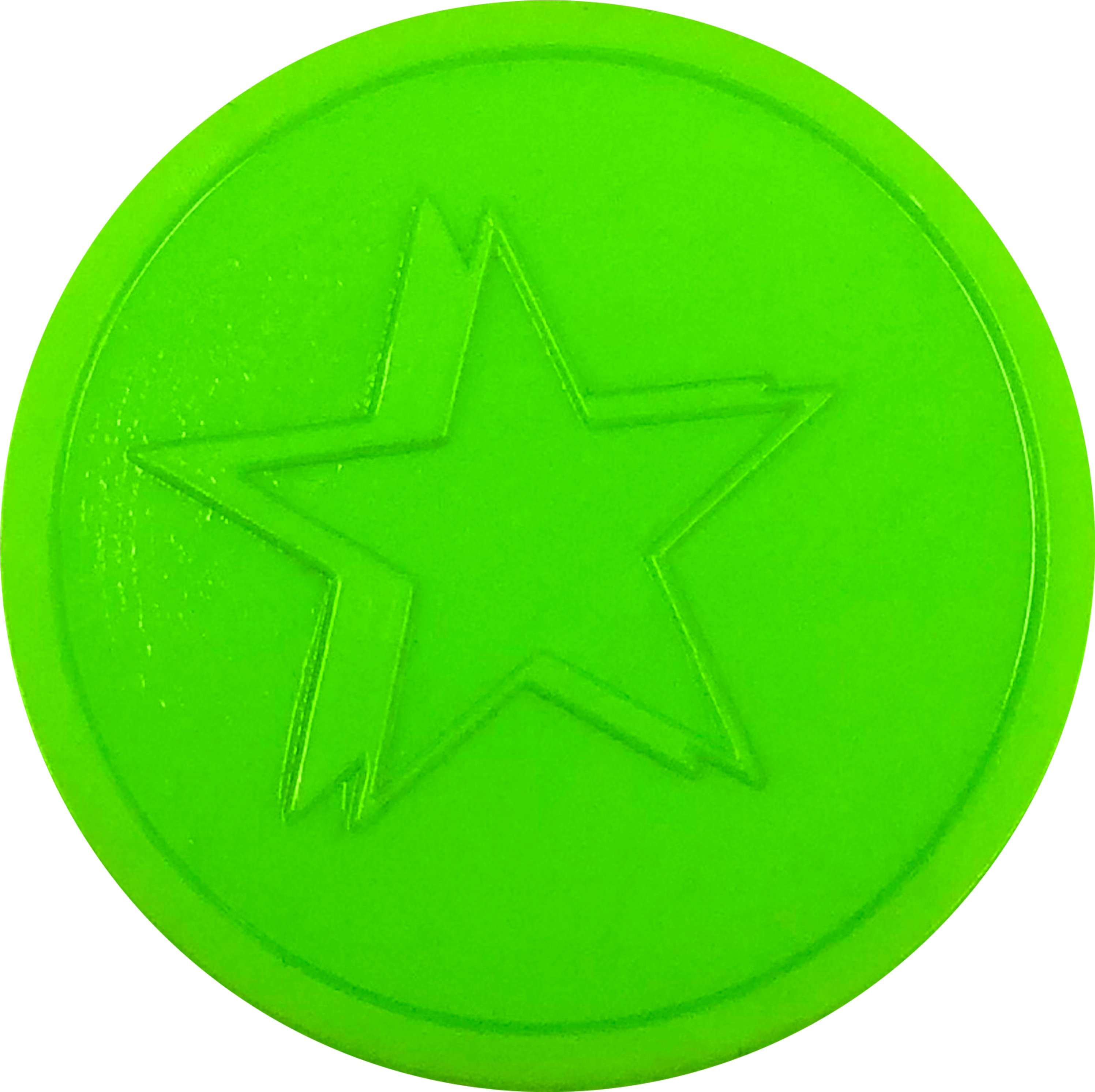 Fluorescent Green Star Embossed Tokens - Circle (3024x3024), Png Download