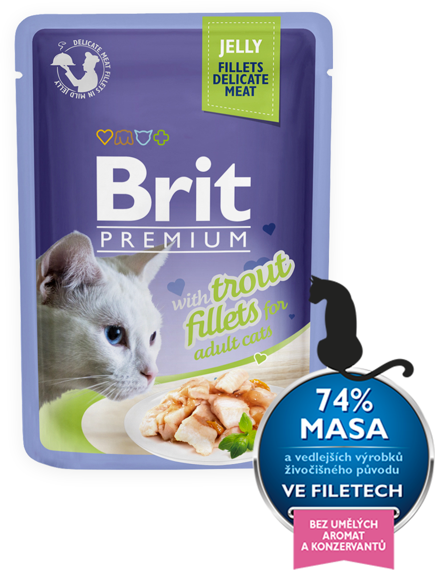 Brit Premium Cat Pouch With Trout Fillets In Jelly - Cicaeledel (1200x1600), Png Download