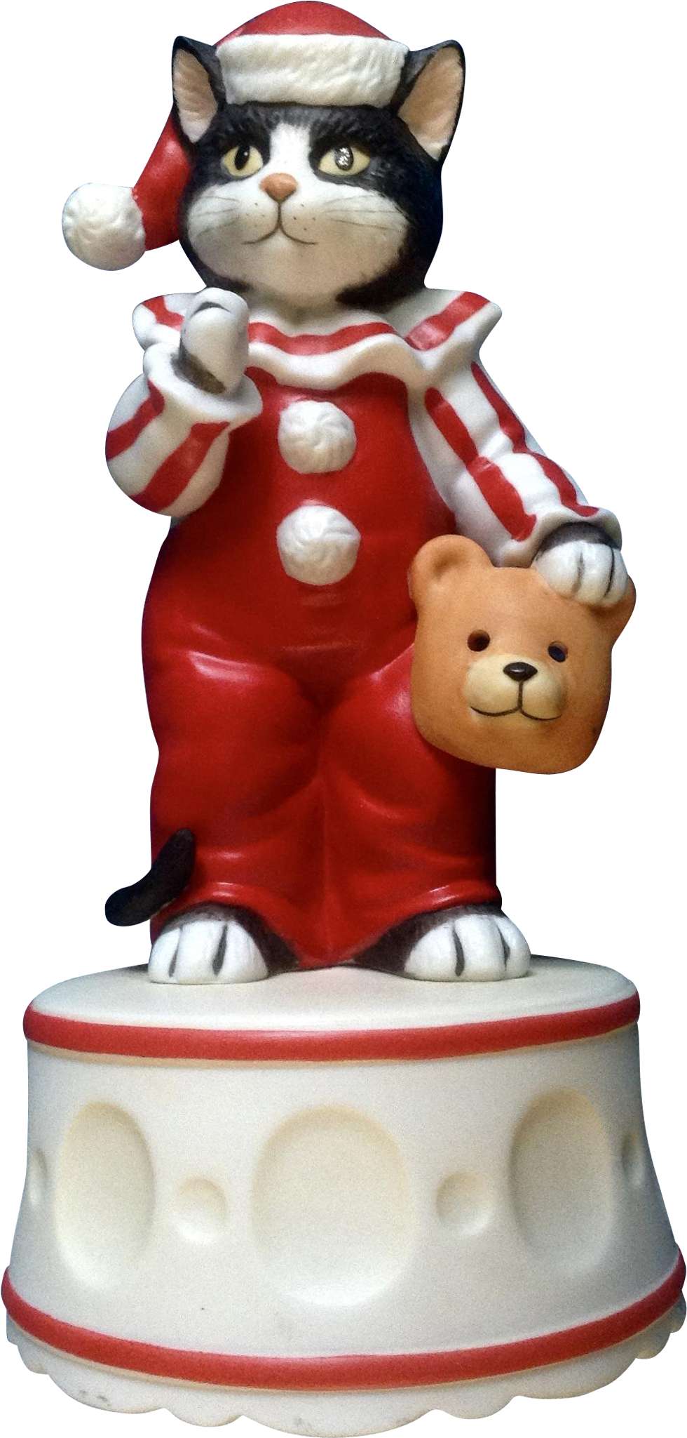 1985 Schmid Black Kitty Cat Clown Music Box Plays, - Cartoon (2048x2048), Png Download