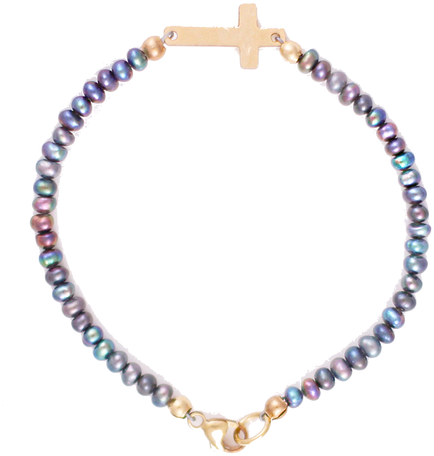 Peacock Pearl Cross Bracelet - Newborn Girl Bracelets (471x659), Png Download