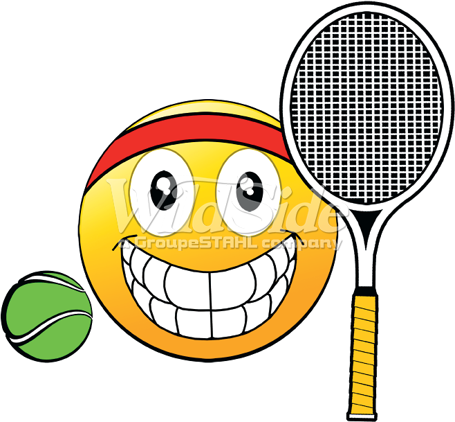 Emoji Tennis Ball Racquet - Smiley (675x675), Png Download