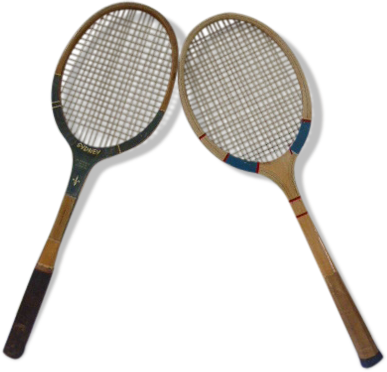 Lot Of Two Wooden Tennis Rackets Florence De Courtie - Racket (1457x1457), Png Download