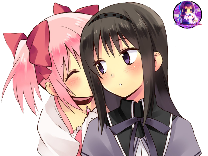 View Fullsize Mahou Shoujo Madoka☆magica Image - Madoka X Homura Render (900x636), Png Download
