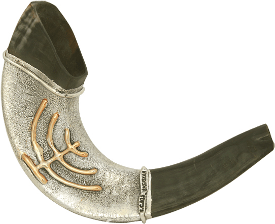 Silver And Gold Plated Ram Horn Shofar - Slip-on Shoe (605x605), Png Download