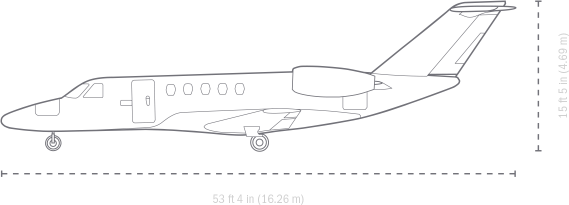 Cj4 - Dimensions Of A Private Jet (1177x456), Png Download
