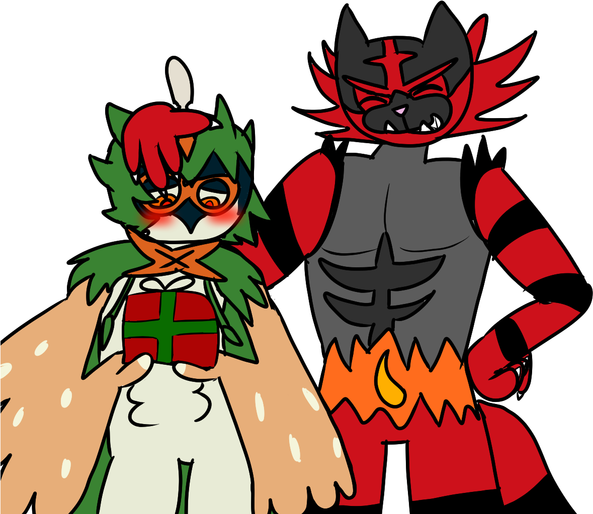 Incineroar Brings Presents - Cartoon (1200x1200), Png Download