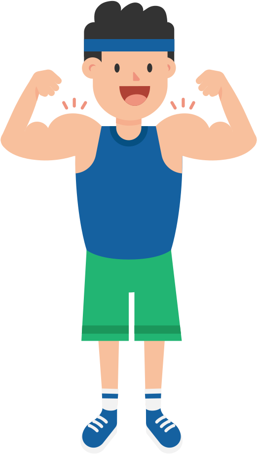 File Showing Off Or Flexing Muscles Svg - Fitness Man Cartoon Png (2000x1125), Png Download