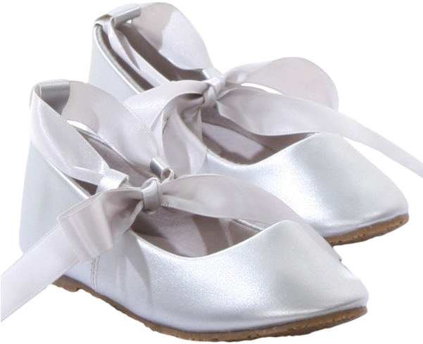 Silver Ballet Flats Girls Dress Shoes With Grosgrain (600x600), Png Download