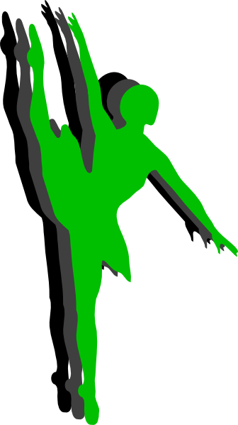 Triple Ballet Dancer Silhouette Clip Art - Green Dancer Silhouette (336x598), Png Download