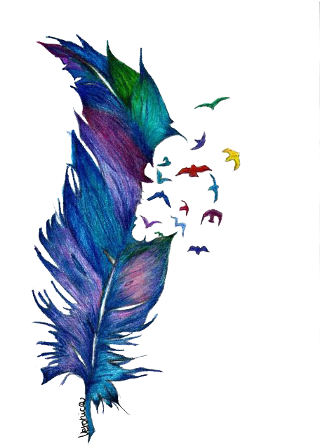 Watercolor Painting Tumblr Tattoo - Transparent Tumblr Feather Png (500x708), Png Download