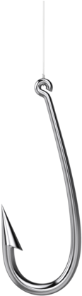 Fishing Hook Clipart Free - Fishing Line And Hook Png (281x500), Png Download