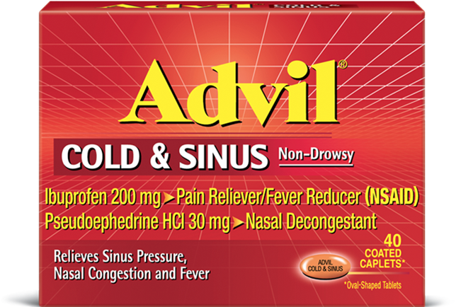 Advil Cold & Sinus Caplets 20-count (812x485), Png Download
