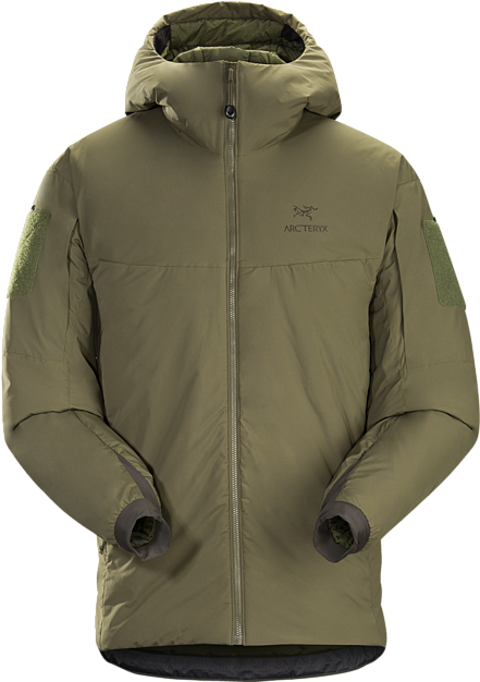 A Windproof Cold Weather Insulated Hooded Jacket - Arc Teryx Cold Wx Hoody Lt Ranger Green (450x625), Png Download