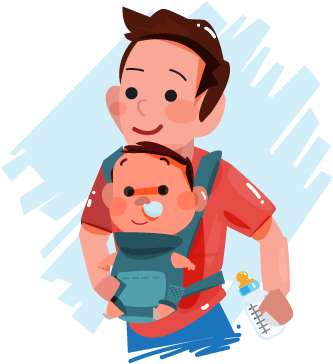 Dad And Child With Cold Illustration - Png Flu Child Cartoon (341x376), Png Download