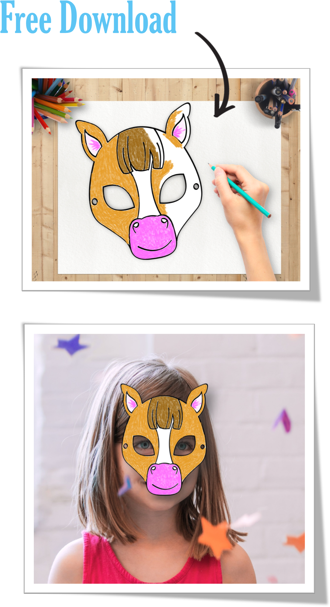 Free Horse Mask Coloring Activity For Your Kids Try - Horse (1154x2030), Png Download