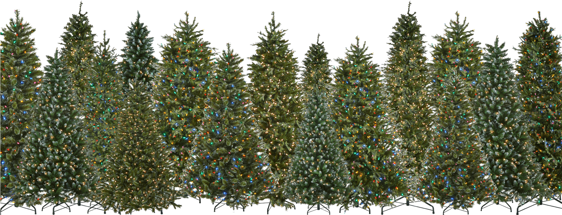 Pre-lit Led Artificial Christmas Trees Are Our Specialty - 9' Cascade Fir With Clear Led Lights (1920x793), Png Download