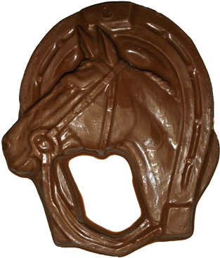Chocolate Horse With Horseshoe - Chocolate (325x374), Png Download