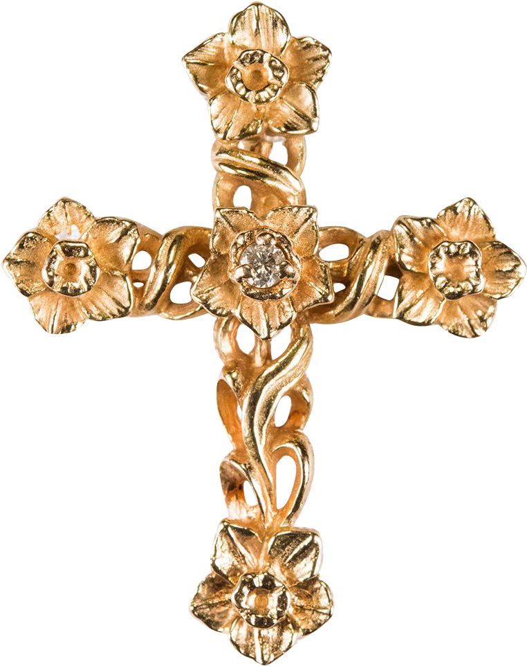Gold Cross Png Svg Royalty Free - Gold Cross Pendant Png (962x962), Png Download