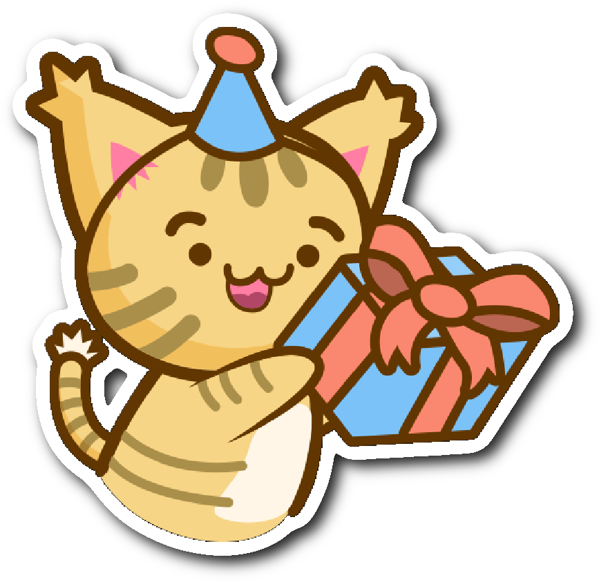 Cute Cat Stickers Series - Cute Sticker For Birthday (1064x1064), Png Download