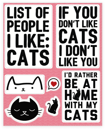 Cute Cat Sticker/decal Sheet - List Of People I Like: Cats Tote Bag: Funny Tote Bag (484x484), Png Download