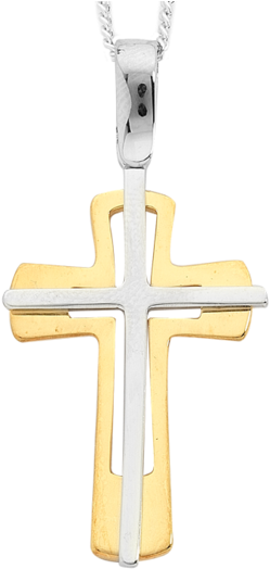 9ct Two Tone Gold Cross - Gold (470x600), Png Download