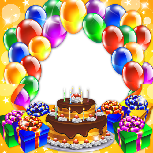 Create Frame With Custom Photo And Your - Birthday Cake With Photo Frame (500x500), Png Download