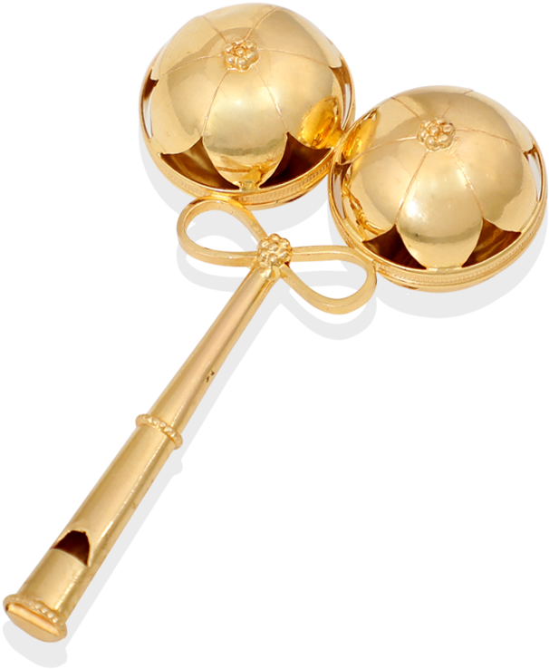Adorable Golden Rattle - Gold Baby Rattle Png (1000x1000), Png Download