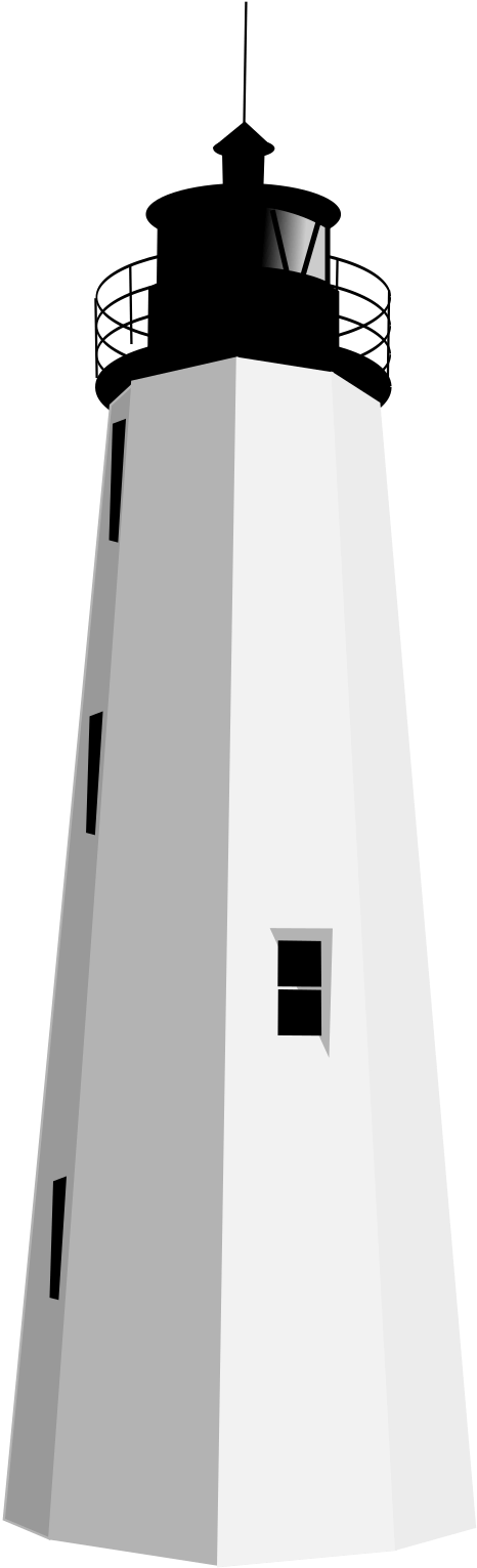 Black White Lighthouse Clipart - Lighthouse (1697x2400), Png Download