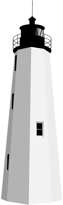 Black And White Vector Clip Art Of A Lighthouse - Lighthouse (353x500), Png Download
