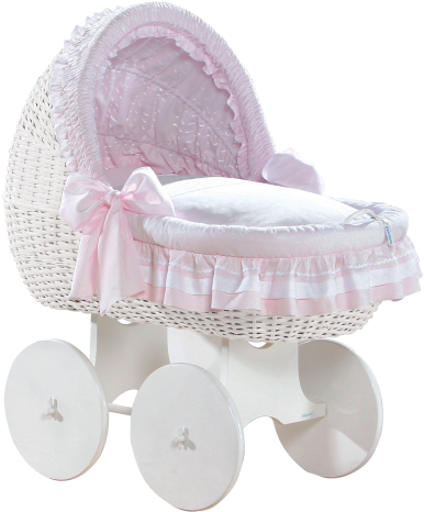 Vintage Wicker Crib With Fixed Hood - Pretty Moses Baskets (443x500), Png Download