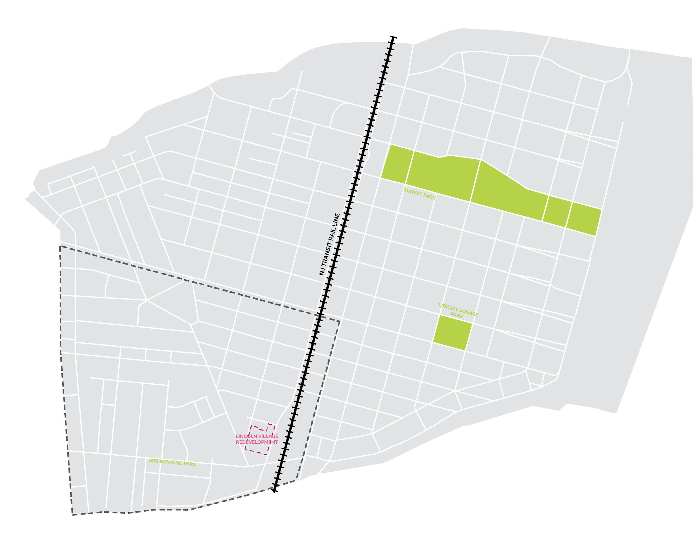 Rail Line Bisects The City - Map (2533x1847), Png Download