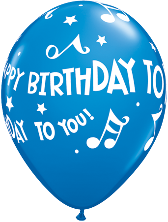 Bouquet Of 7 Latex Mn Hpy Bday Dark Blue Balloon - Happy Birthday To You Musical Notes (342x451), Png Download