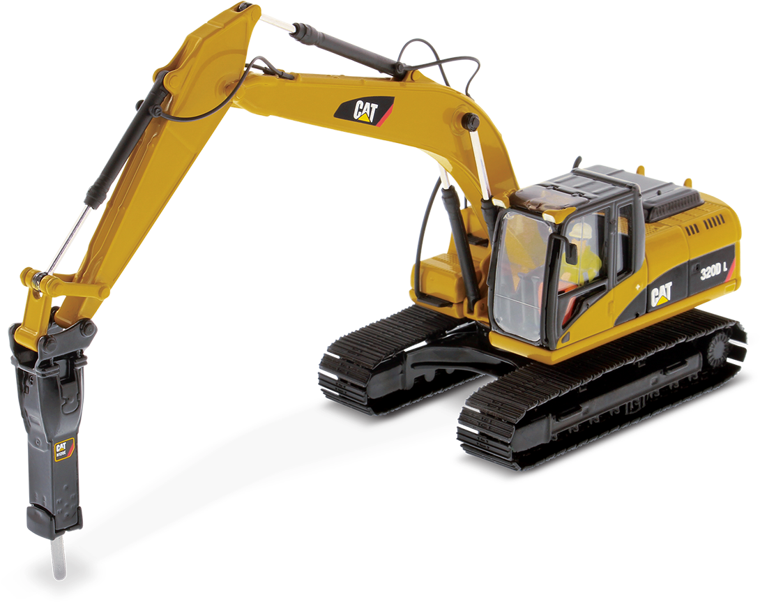 Cat 320d L Hydraulic Excavator With Hammer - Cat 320 Excavator With Hammer (1200x954), Png Download