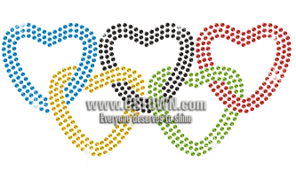 Olympic Rings In Heart Shape Hot-fix Rhinestone Transfer (450x450), Png Download