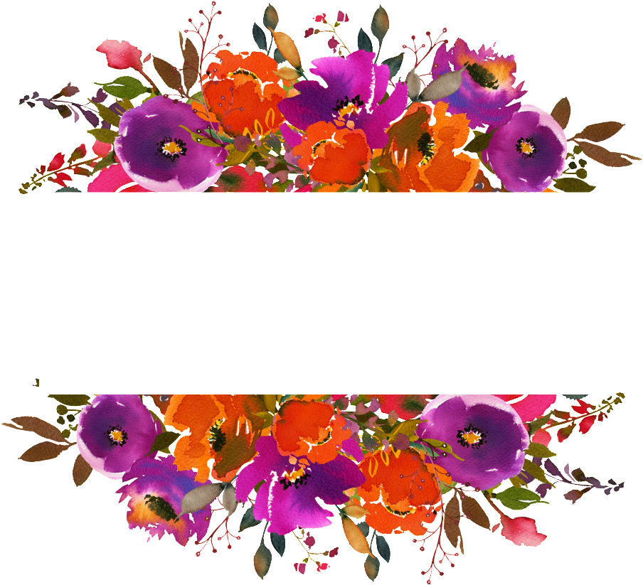 Hand Painted Orange Red Watercolor Flower Png Transparent - Watercolor Flowers Frame Orange (1024x913), Png Download