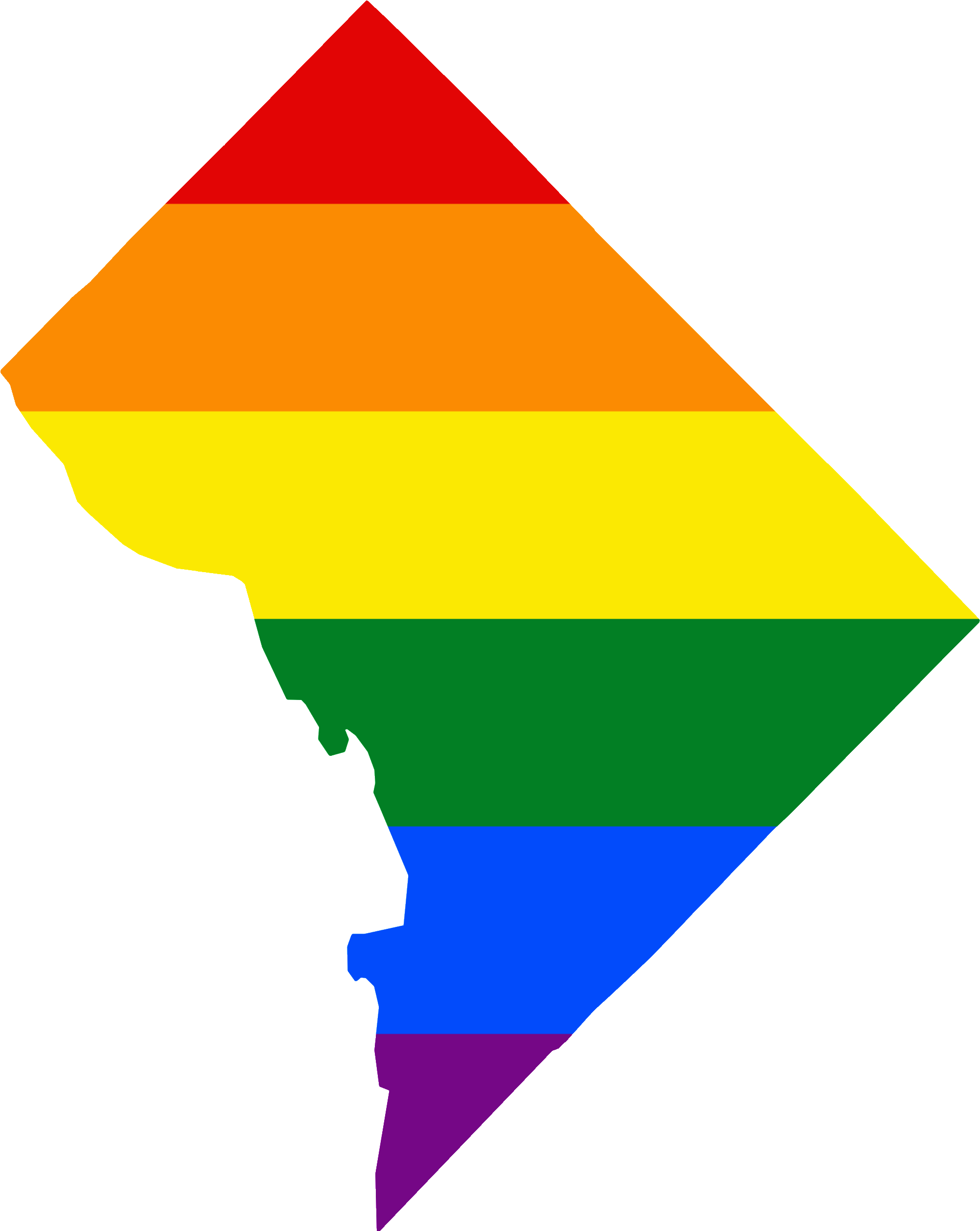 Lgbt Flag Map Of Washington Dc - District Of Columbia Map Vector (2000x2513), Png Download