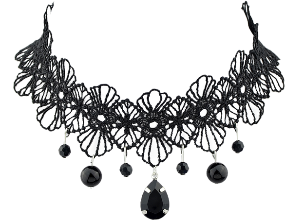 Los Encajes De Ganchillo Floral Gargantilla Con Forma - Black Lace Necklace Png Transparent (600x798), Png Download