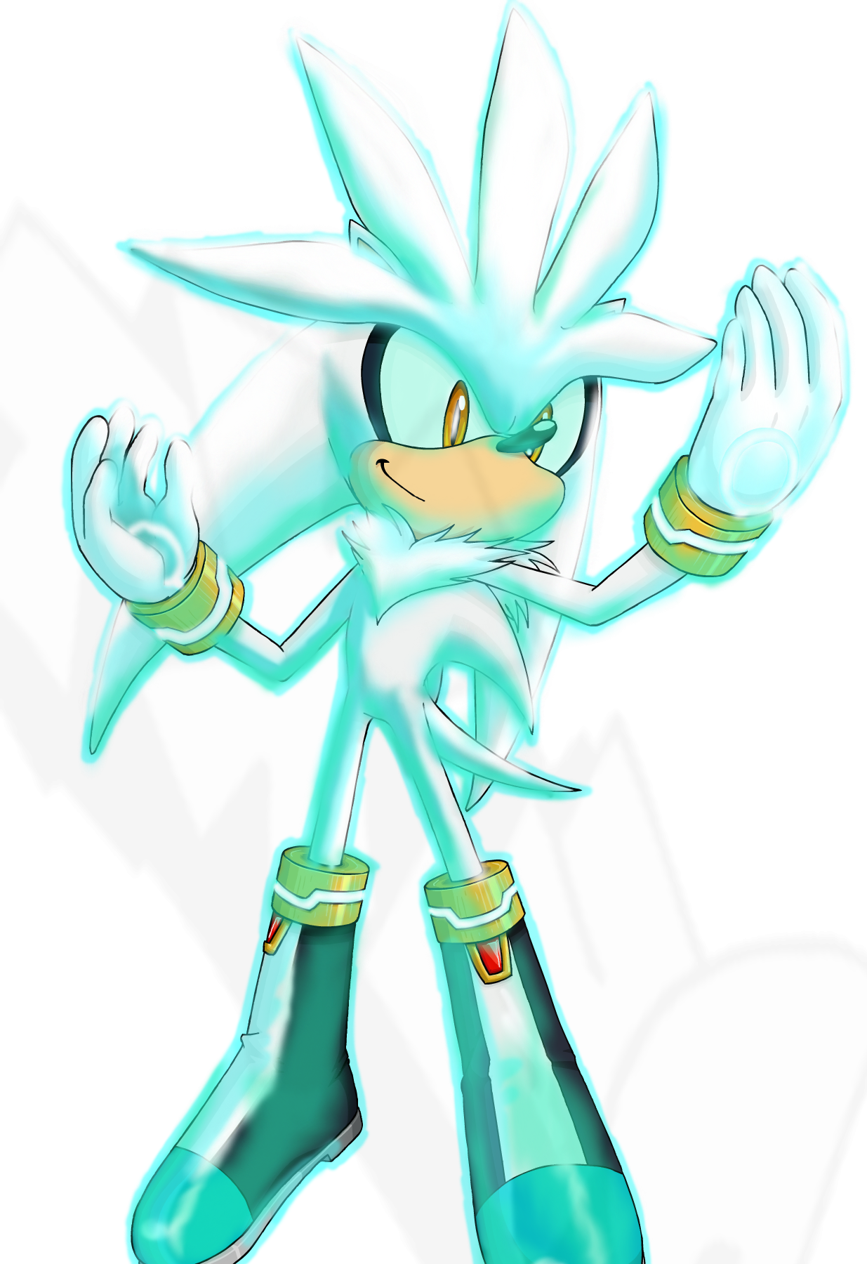 Silver The Hedgehog Fan Art - Cartoon (1235x1800), Png Download