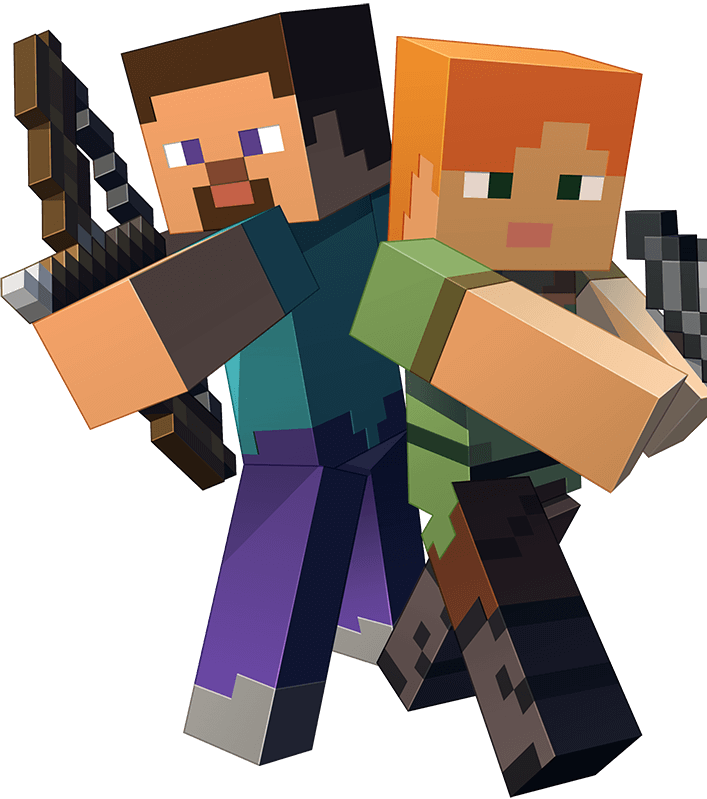 Minecraft Characters Steve And Alex (707x799), Png Download