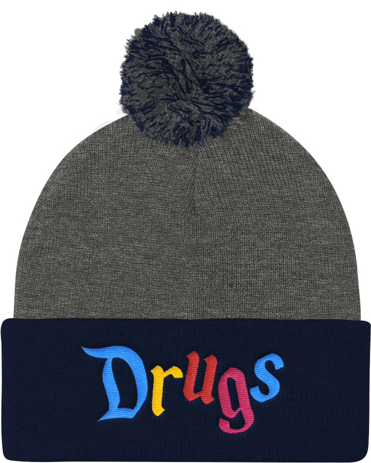 Happiestpompombeanie Mockup Front Dark Heather Grey - Knit Cap (1000x1000), Png Download