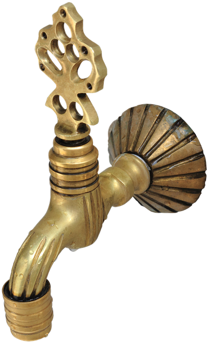 Faucet, Tap, Hahn, Brass Faucet, Brass, Old, Decorated - Tap (504x720), Png Download