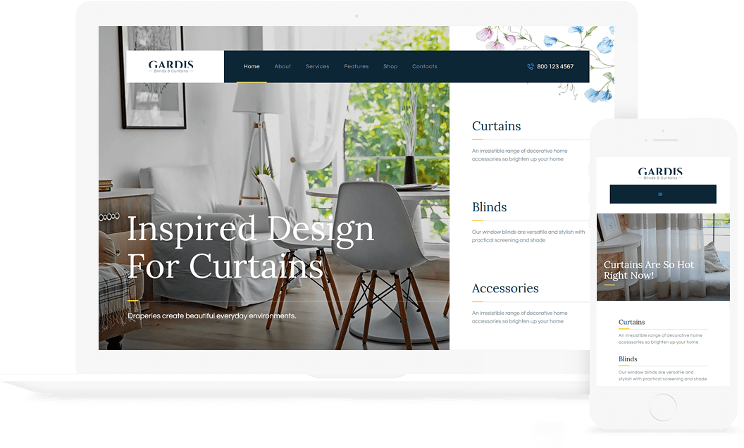 Gardis Blinds And Curtains Studio & Shop - Web Page (1056x636), Png Download