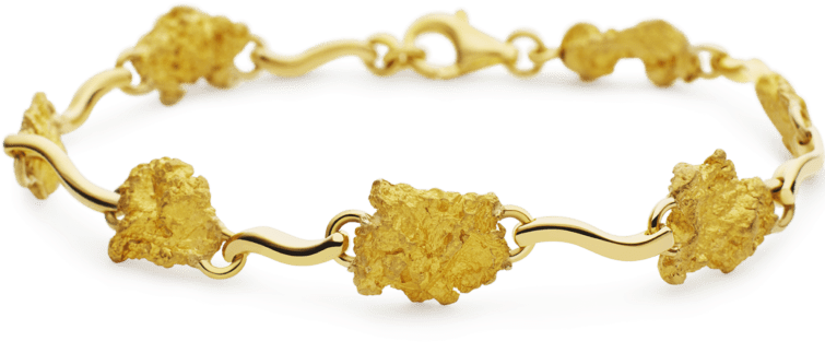 Natural Gold Nuggets Are Connected By Delicately Curling - Bracelet (756x900), Png Download