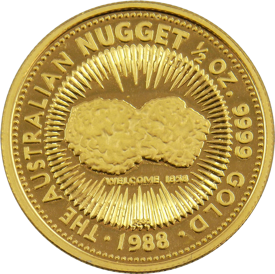 Pre-owned Australian Nugget 1/2oz Gold Coin - Coin (900x900), Png Download