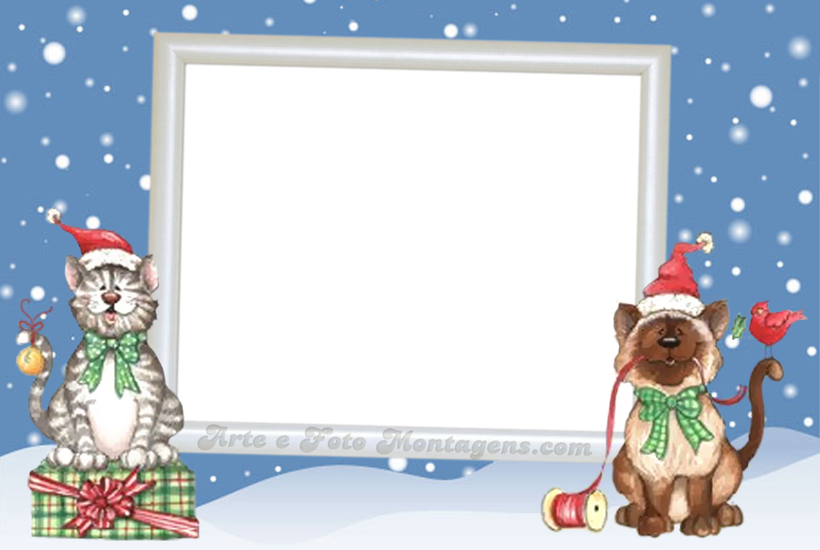 Montagem Para Fotos - Molduras De Natal Animais (898x602), Png Download